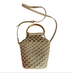Zara Trafaluc Beige Crochet Bucket Bag 2 in One